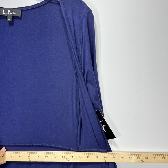 Lulus Maxi Wrap Dress Garden District Blue Stretchy 3/4 Sleeve Style 43153 Large - Picture 8 of 16